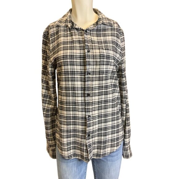 Mossimo Supply Co. Women's size small long sleeve black/white plaid flannel shir - Picture 1 of 10